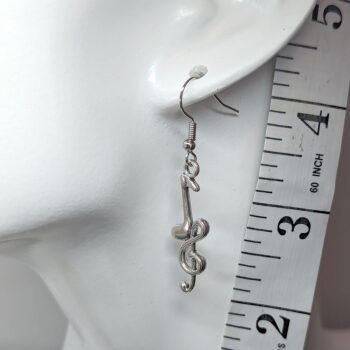 Antique Silver Musical Notes Vintage Style Earrings - Image 2