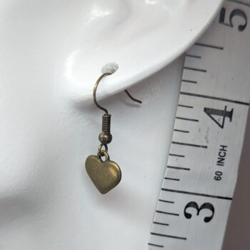 Antique Bronze Dainty Small Heart Earrings - Image 2