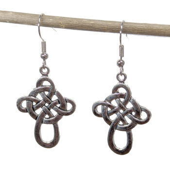 Large Celtic Knot Cross Antique Silver Earrings