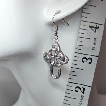 Large Celtic Knot Cross Antique Silver Earrings - Image 2