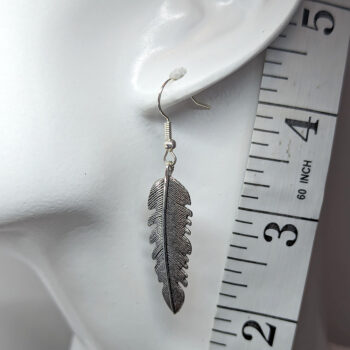 Long Leaf Leaves Earrings Antique Silver - Image 2