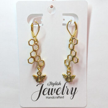 Antique Gold Bee With Hive Earrings - Image 9