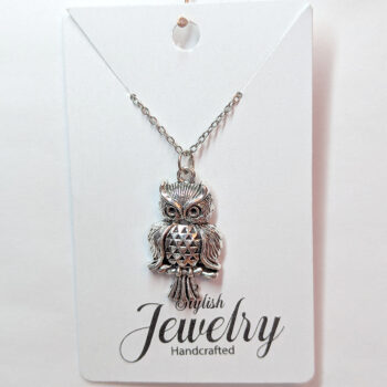 Antique Silver Owl on Branch Charm Necklace - Image 5