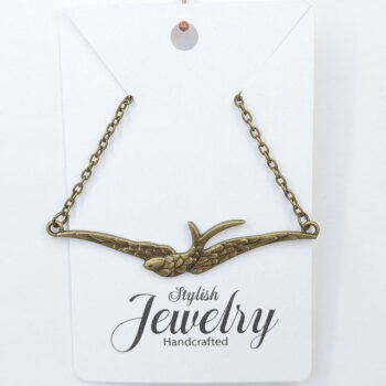 Antique Bronze Large Soaring Swallow Bird Necklace - Image 5