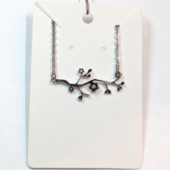 Silver Connector Branch Leaves With Flowers Necklace - Image 5