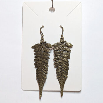 Antique Bronze Long Leaf Earrings - Image 3