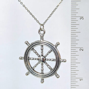 Nautical Ship Wheel Antique Silver Necklace - Image 2