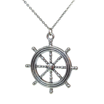 Nautical Ship Wheel Antique Silver Necklace