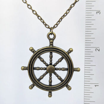 Nautical Ship Wheel Antique Bronze Necklace - Image 3