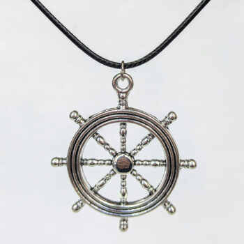 Nautical Ship Wheel Antique Silver Necklace - Image 3