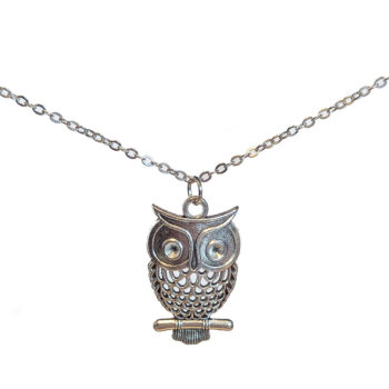 Hollow Owl on a Branch Antique Silver Necklace - Image 2
