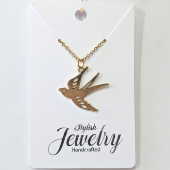 Hollow Gold Flying Sparrow Bird Necklace - Image 5