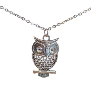 Hollow Owl on a Branch Antique Silver Necklace - Image 6