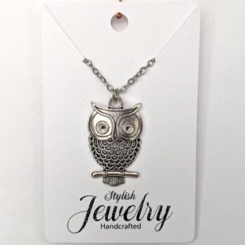Hollow Owl on a Branch Antique Silver Necklace - Image 5