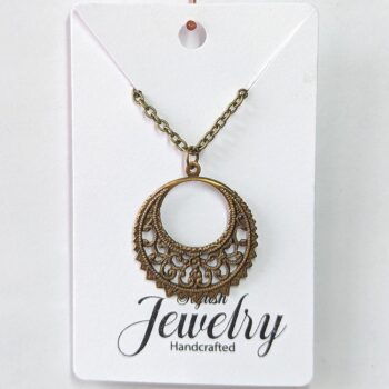 Antique Bronze Lightweight Filigree Hoop Necklace - Image 5