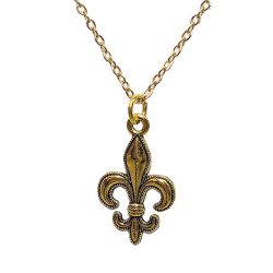 Antique Gold Small Fleur-de-lis Necklace