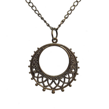 Antique Bronze Lightweight Filigree Hoop Necklace