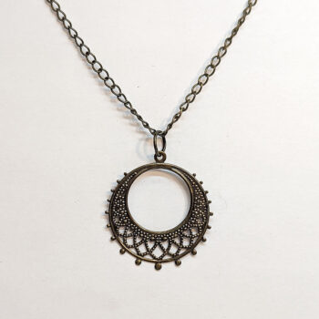 Antique Bronze Lightweight Filigree Hoop Necklace - Image 4