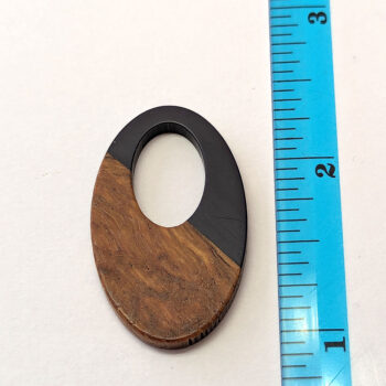 Black Grey Hollow Oval Resin Wood Pendant - Image 5