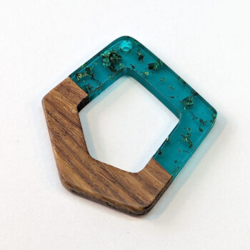 Blue Hollow Irregular Resin Geometric Wood Pendant