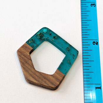 Blue Hollow Irregular Resin Geometric Wood Pendant - Image 6