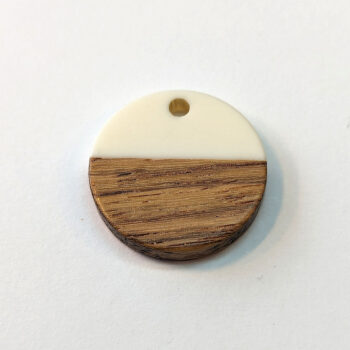 White Round Circle Resin Geometric Wood Pendant