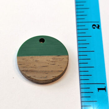 Dark Green Round Circle Resin Geometric Wood Pendant - Image 2