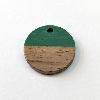 Dark Green Round Circle Resin Geometric Wood Pendant