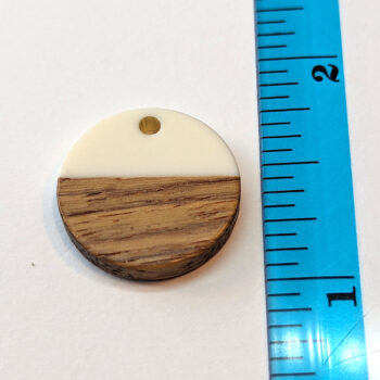 White Round Circle Resin Geometric Wood Pendant - Image 2