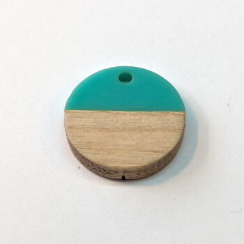 Mint Green Round Circle Resin Geometric Wood Pendant