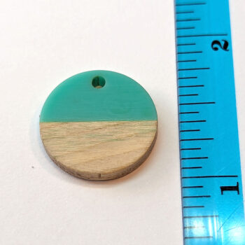 Mint Green Round Circle Resin Geometric Wood Pendant - Image 2