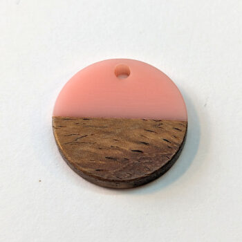 Pink Round Circle Resin Geometric Wood Pendant