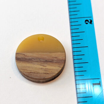 Yellow Round Circle Resin Geometric Wood Pendant - Image 2