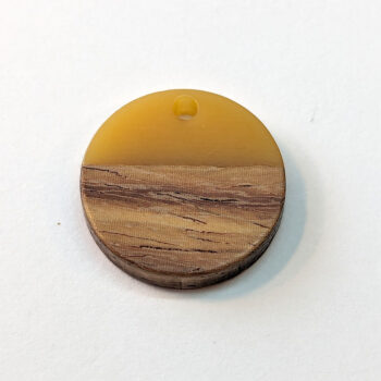 Yellow Round Circle Resin Geometric Wood Pendant