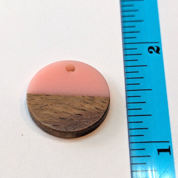 Pink Round Circle Resin Geometric Wood Pendant - Image 2