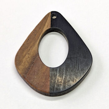 Black Hollow Wide Teardrop Wood Resin Pendant - Image 4