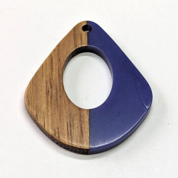 Royal Blue Hollow Wide Teardrop Wood Resin Pendant