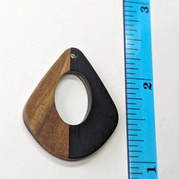 Black Hollow Wide Teardrop Wood Resin Pendant - Image 5