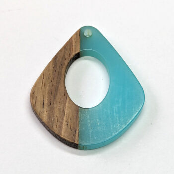 Light Blue Hollow Wide Teardrop Wood Resin Pendant