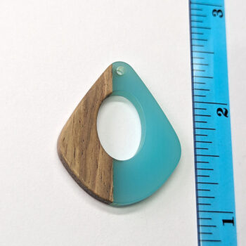 Light Blue Hollow Wide Teardrop Wood Resin Pendant - Image 2