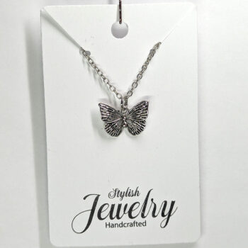 Delicate Butterfly Vintage Style Antique Silver Necklace - Image 6