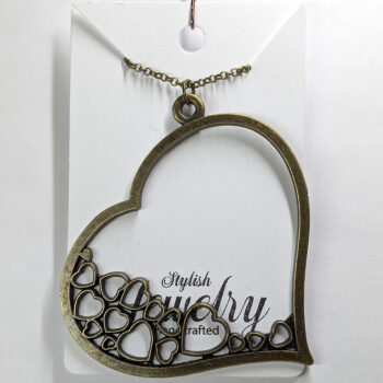 Antique Bronze Large Heart Hearts Vintage Style Necklace - Image 4