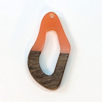 Orange Irregular Oval Geometric Dark Wood Resin Pendant