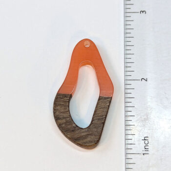 Orange Irregular Oval Geometric Dark Wood Resin Pendant - Image 2