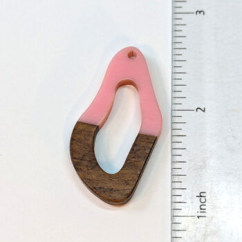 Pink Irregular Oval Geometric Dark Wood Resin Pendant - Image 5