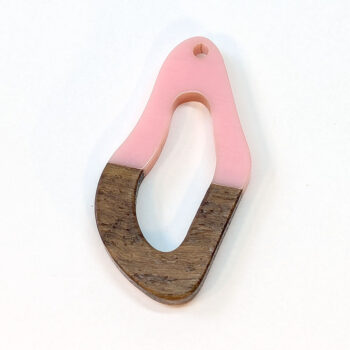 Pink Irregular Oval Geometric Dark Wood Resin Pendant - Image 4