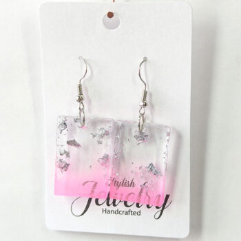 Colored Silver Gold Leaf Mica Rectangle Resin Earrings - Image 7