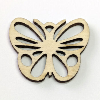 Butterfly Round Wings Laser Cut Natural Wood Pendant