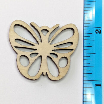 Butterfly Round Wings Laser Cut Natural Wood Pendant - Image 2