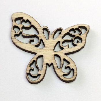 Butterfly Irregular Wings Laser Cut Natural Wood Pendant